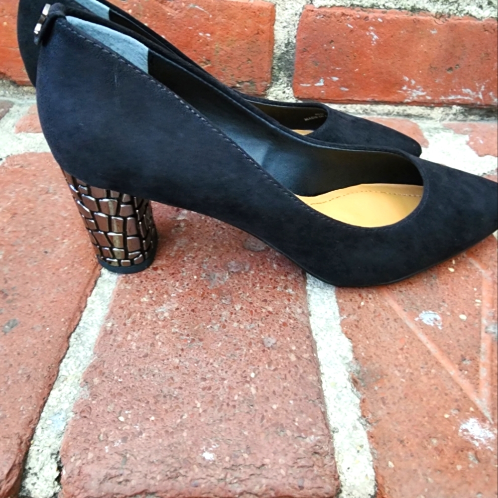 J.Renee black heels,  sizes 6 and 9, black and black chrome.